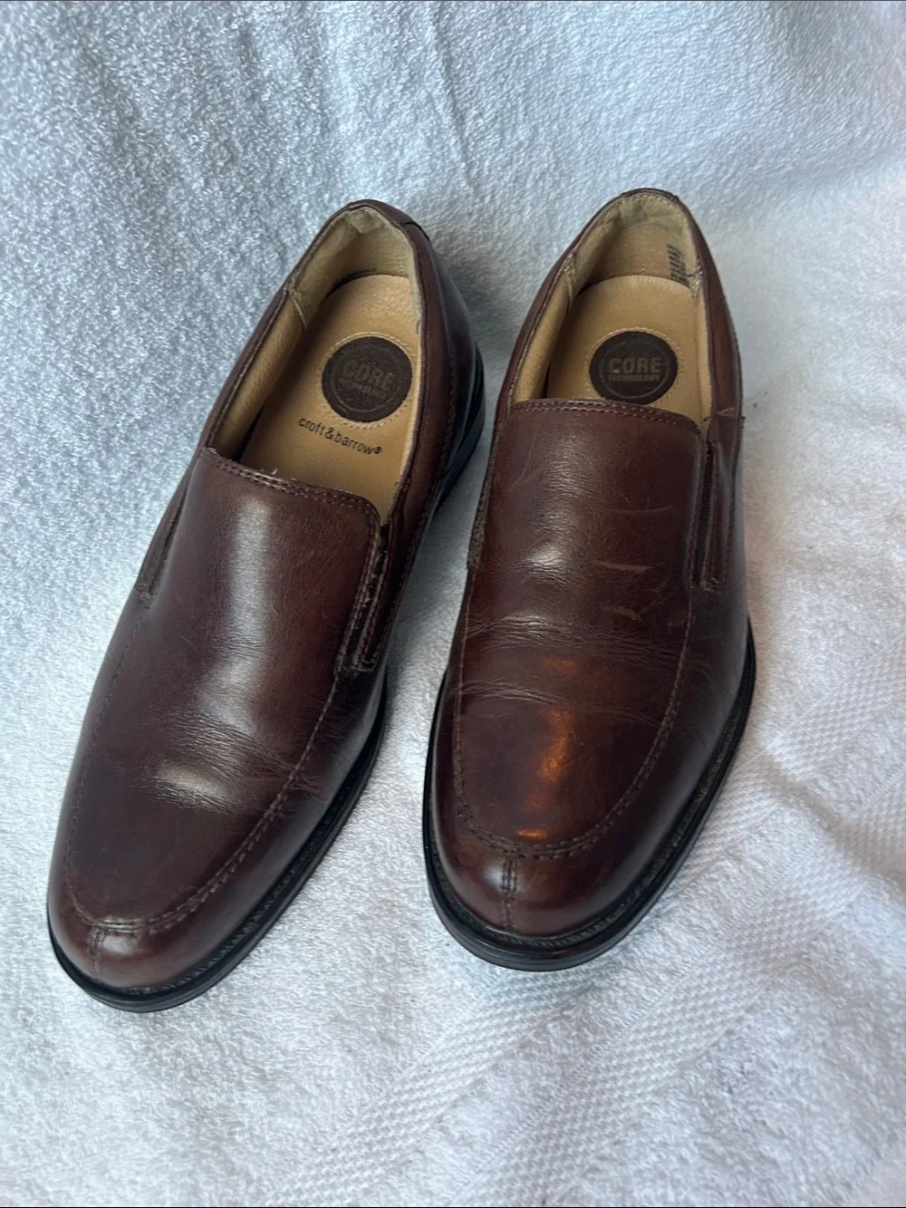 croft & barrow Men's Dark Brown Leather Slip-On Loafers